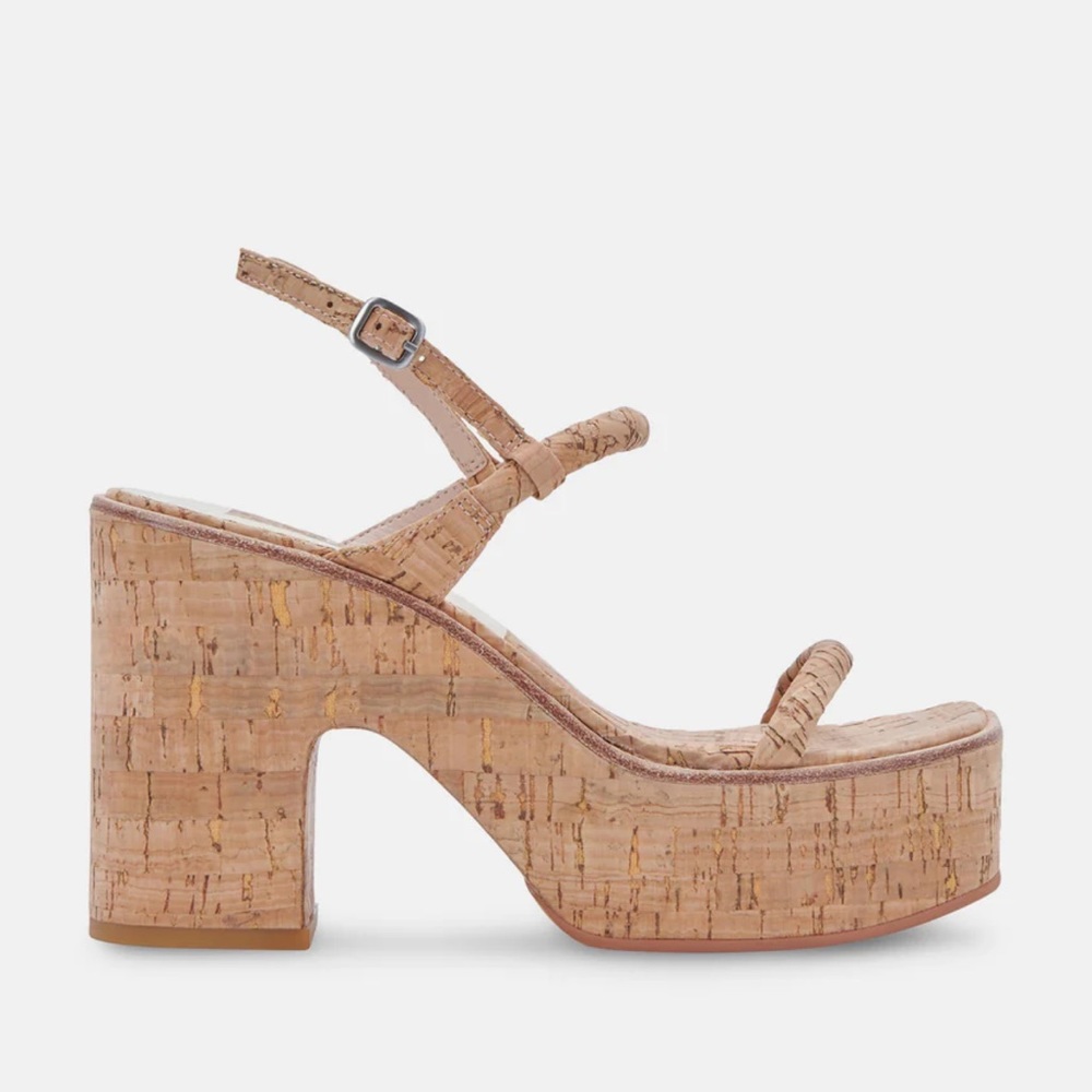 NWT Dolce Vita Jodie Heels Natural Cork Block Heel Platform 7.5